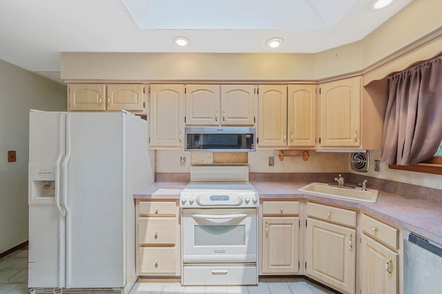 21 Spectacle Lake Dr, Smithtown, NY 11767 - kitchen featuring stainless steel appliances, recessed lighting, light brown cabinets, backsplash, and light tile patterned floors