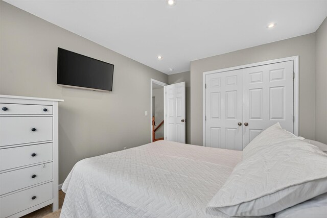 11 Pacer Ct, Goshen, NY 10924 - bedroom with recessed lighting, a closet, and carpet flooring