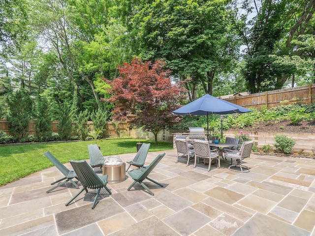 70 Scudders Ln, Roslyn Harbor, NY 11576 - fenced backyard with outdoor dining space, a patio area, and grilling area