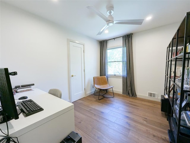 1 Concord Dr, Fort Salonga, NY 11768 - office space with ceiling fan, light wood-type flooring, and recessed lighting