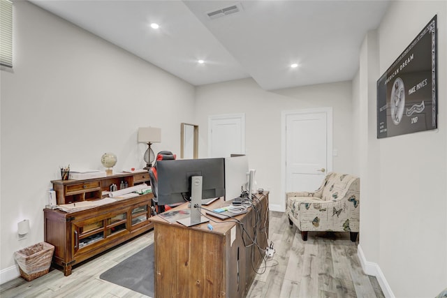 7 Wendell St, Plainview, NY 11803 - home office with light wood-style flooring, baseboards, and recessed lighting