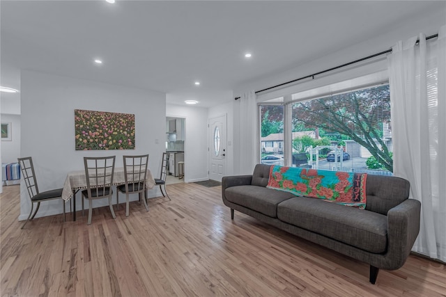 167 Front Ave, Brentwood, NY 11717 - living room featuring light wood-style flooring and recessed lighting