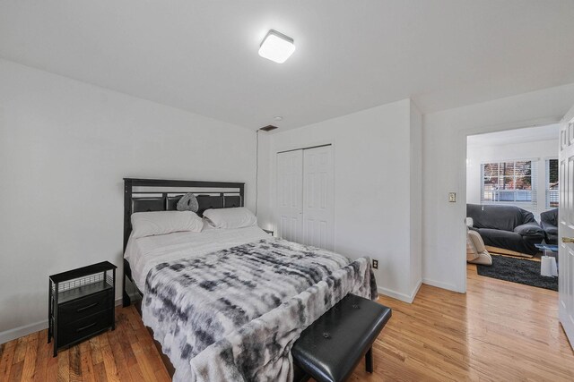 69 Plum St, Central Islip, NY 11722 - bedroom with light wood-style flooring, baseboards, and a closet