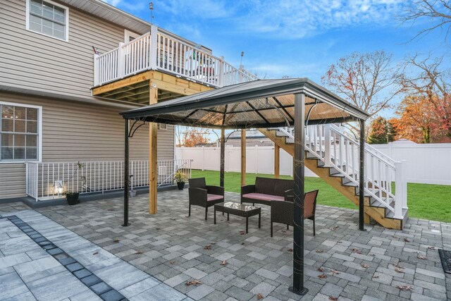 69 Plum St, Central Islip, NY 11722 - view of patio / terrace featuring a gazebo and stairs