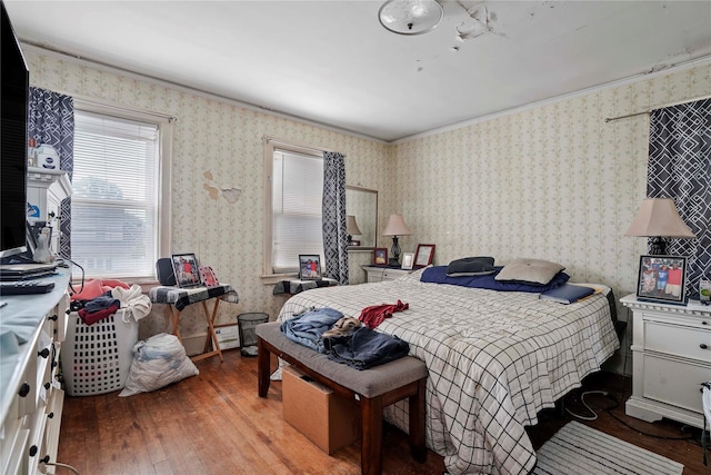 109 Leverich St, Hempstead, NY 11550 - bedroom featuring hardwood / wood-style flooring and wallpapered walls