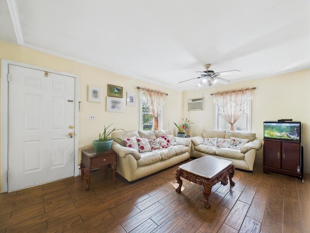 335 Loring Rd, Levittown, NY 11756 - living area with wood-type flooring and ceiling fan