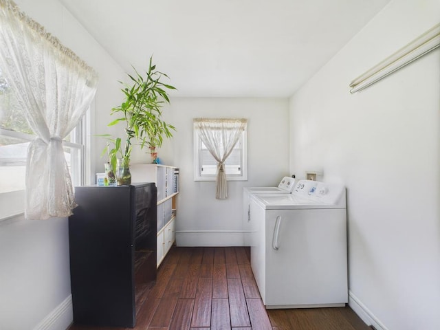 335 Loring Rd, Levittown, NY 11756 - laundry area with washer and dryer and dark wood-type flooring