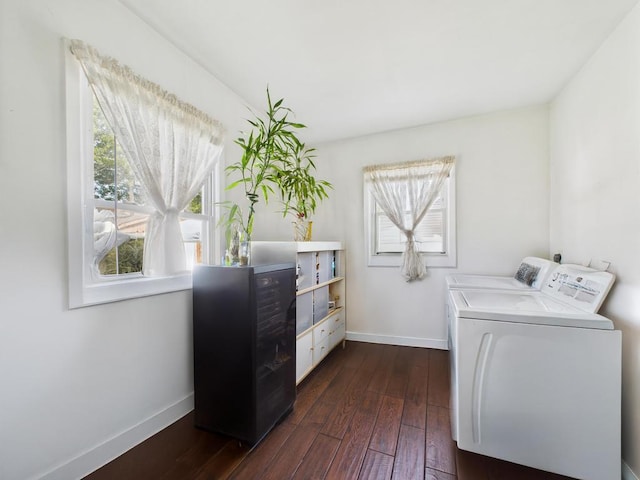 335 Loring Rd, Levittown, NY 11756 - laundry area featuring independent washer and dryer and dark wood finished floors