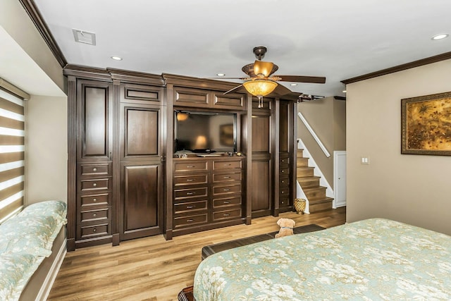 147 The Knl, Syosset, NY 11791 - bedroom with crown molding, light wood-type flooring, and recessed lighting