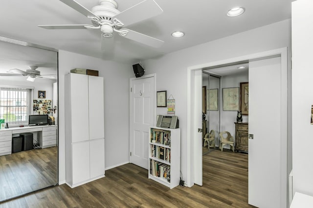 147 The Knl, Syosset, NY 11791 - unfurnished room featuring ceiling fan, a desk, recessed lighting, and wood finished floors