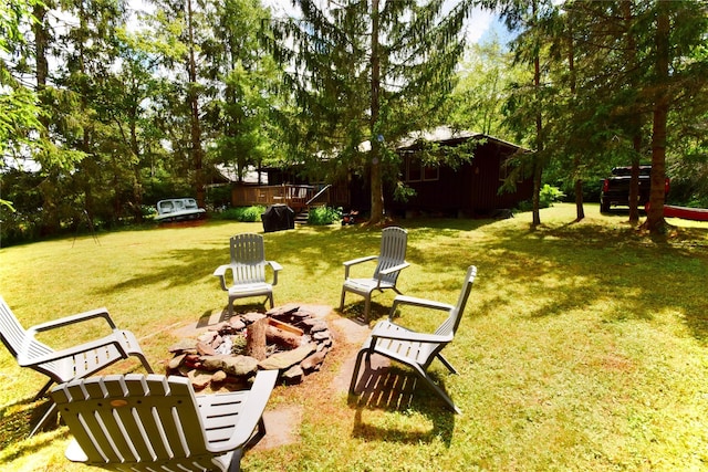 240 Trout Brook Rd, Roscoe, NY 12736 - view of green lawn featuring a fire pit