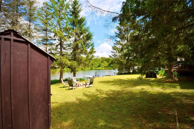 240 Trout Brook Rd, Roscoe, NY 12736 - view of grassy yard with a water view and an outdoor fire pit