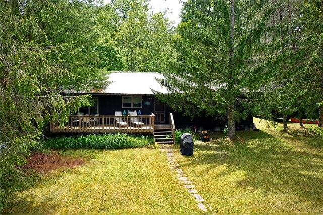240 Trout Brook Rd, Roscoe, NY 12736 - view of grassy yard featuring a deck