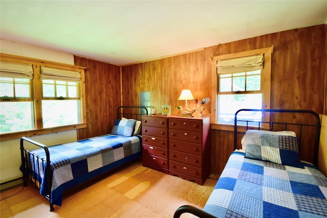 240 Trout Brook Rd, Roscoe, NY 12736 - bedroom featuring light wood-type flooring and wood walls