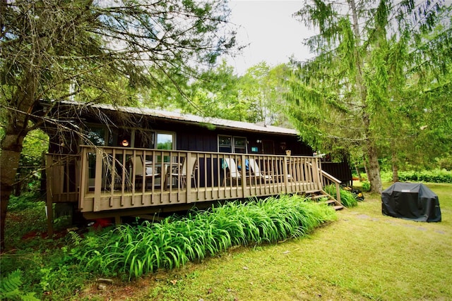 240 Trout Brook Rd, Roscoe, NY 12736 - back of house featuring a yard and a wooden deck