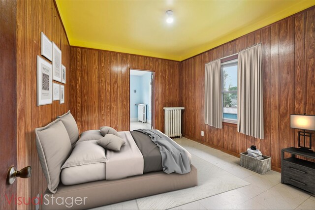 334 Union Ave, Peekskill, NY 10566 - bedroom with wood walls and radiator heating unit