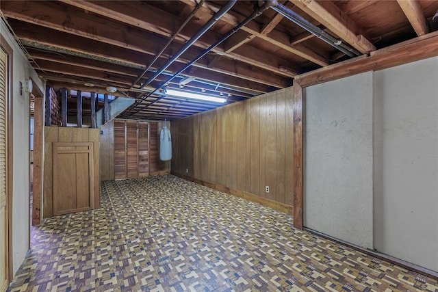 168 Gibbs Rd, Central Islip, NY 11722 - finished below grade area featuring wood walls