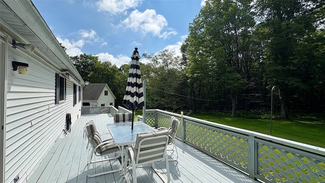 105 White Sulphur Rd, Swan Lake, NY 12783 - deck featuring outdoor dining space and a yard