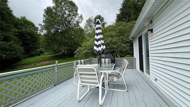 105 White Sulphur Rd, Swan Lake, NY 12783 - wooden deck featuring outdoor dining space and area for grilling