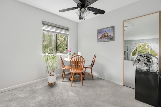 3305 Pine Cone Ct, Poughkeepsie, NY 12603 - carpeted dining room with ceiling fan and baseboards