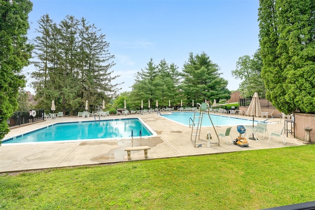 3305 Pine Cone Ct, Poughkeepsie, NY 12603 - community pool with a patio and view of scattered trees