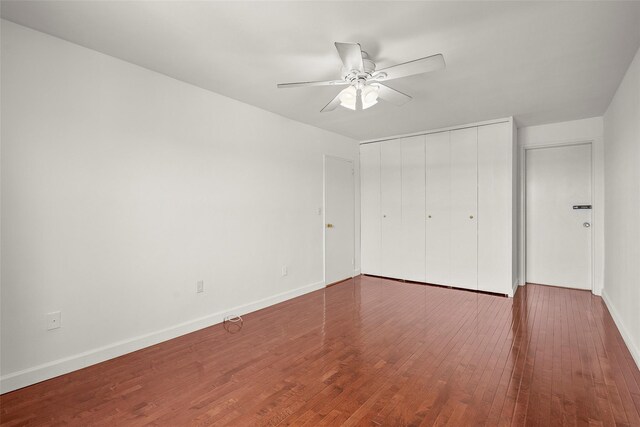 505 Central Ave Unit 609, White Plains, NY 10606 - unfurnished bedroom with wood-type flooring, a closet, and ceiling fan