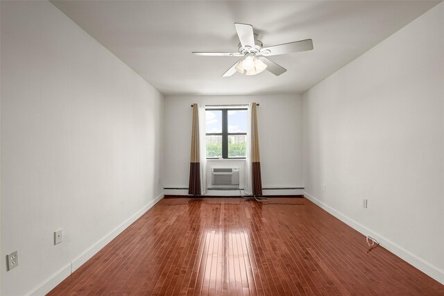 505 Central Ave Unit 609, White Plains, NY 10606 - unfurnished room with ceiling fan, wood finished floors, baseboard heating, and a wall mounted AC