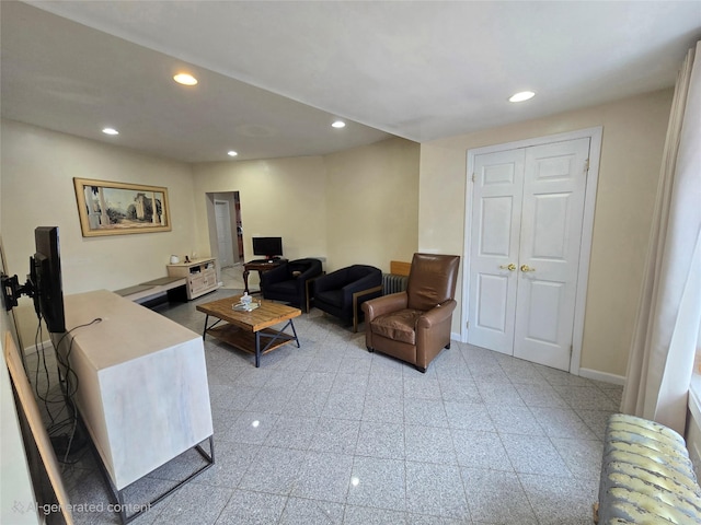 7622 60th Ln, Glendale, NY 11385 - living area with recessed lighting and granite tiled floors