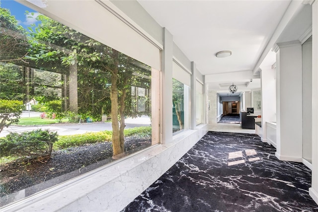 1390 Broadway Unit 118, Hewlett, NY 11557 - hallway with marble tiled floors