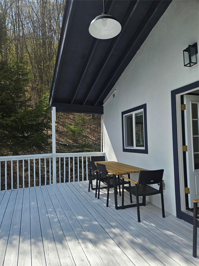 470 Shaver Hill Rd, Andes, NY 13731 - wooden deck with outdoor dining space