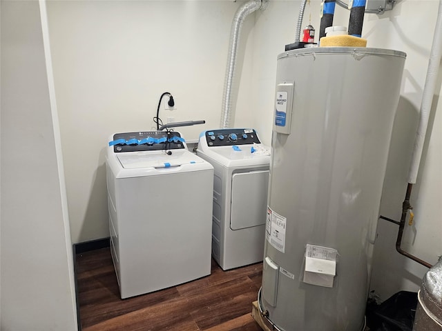 470 Shaver Hill Rd, Andes, NY 13731 - laundry area featuring electric water heater, independent washer and dryer, and dark wood-style floors