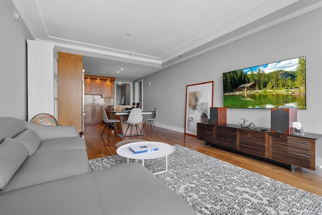 5 Renaissance Sq Unit 23B, White Plains, NY 10601 - living room featuring wood finished floors, baseboards, and recessed lighting