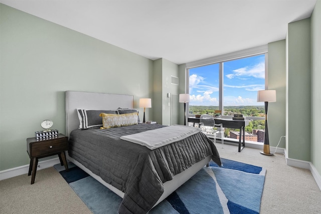 5 Renaissance Sq Unit 23B, White Plains, NY 10601 - bedroom featuring carpet floors, baseboards, and expansive windows