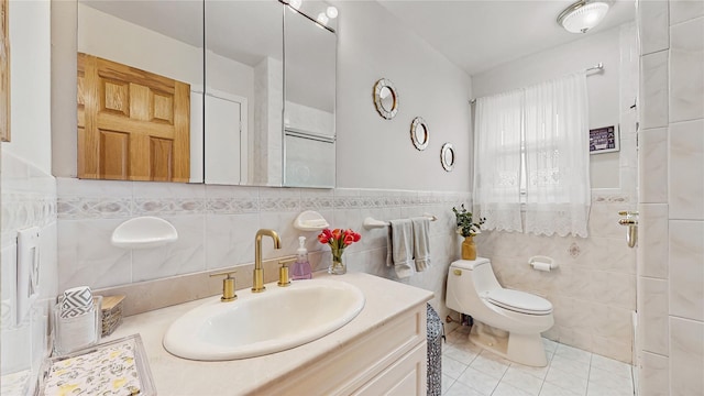 81 Avondale Rd, Yonkers, NY 10710 - bathroom with vanity, tile walls, and tile patterned floors