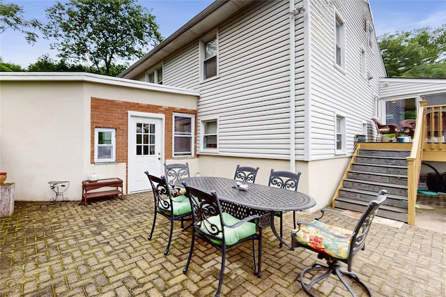 81 Avondale Rd, Yonkers, NY 10710 - view of patio / terrace with stairs, outdoor dining area, and a wooden deck