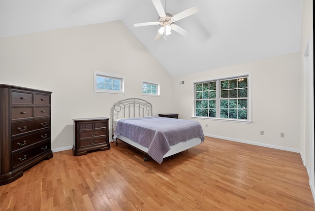 28 Winhaven Ct Unit 20, Highland Falls, NY 10928 - bedroom featuring high vaulted ceiling, light wood-style flooring, and ceiling fan
