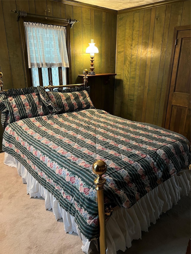 8 Alexine Ave, East Rockaway, NY 11518 - bedroom with carpet flooring and wood walls