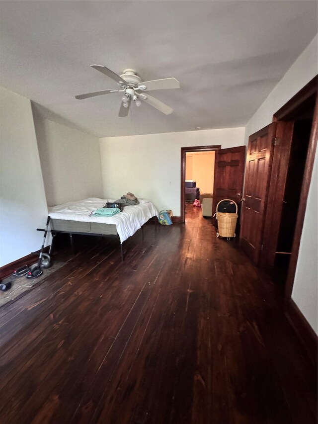 21 Jefferson St, Brooklyn, NY 11206 - bedroom featuring dark wood-style floors and a ceiling fan