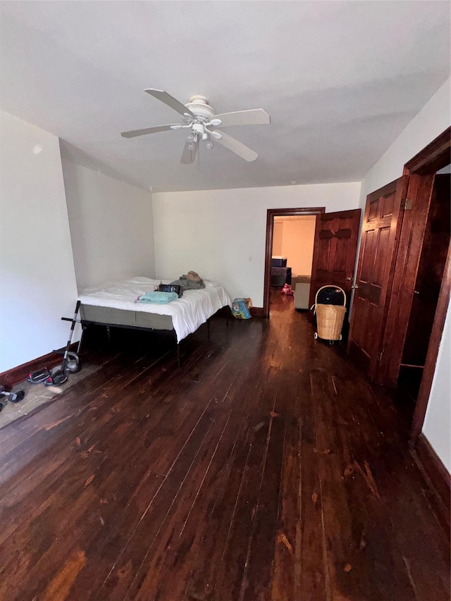 21 Jefferson St, Brooklyn, NY 11206 - bedroom with wood-type flooring and ceiling fan
