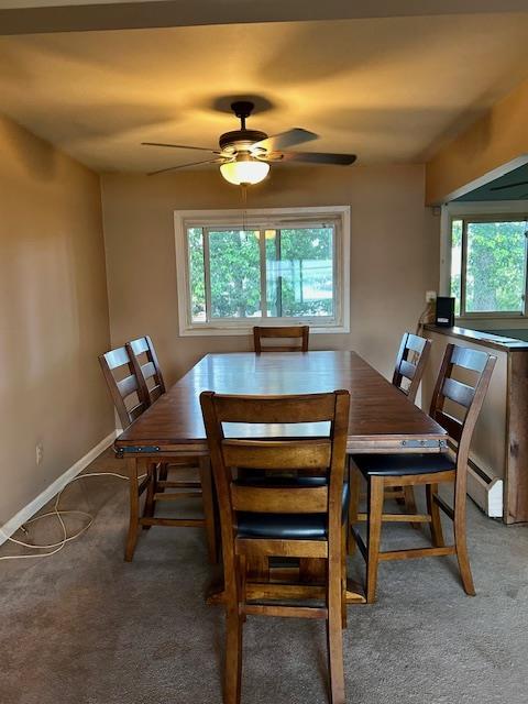 25 Waldron Dr, Stony Point, NY 10980 - dining space with healthy amount of natural light, carpet, and ceiling fan