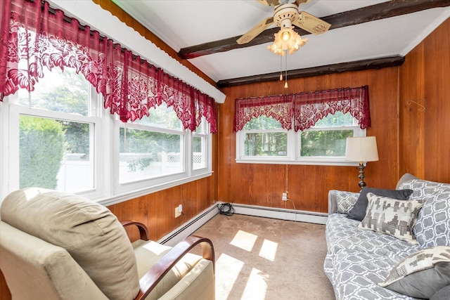 475 Emerson St, Uniondale, NY 11553 - sunroom / solarium with a baseboard heating unit and beamed ceiling