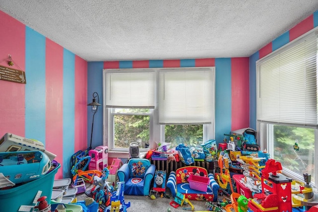 227 N Railroad Ave, Babylon, NY 11702 - recreation room featuring a textured ceiling
