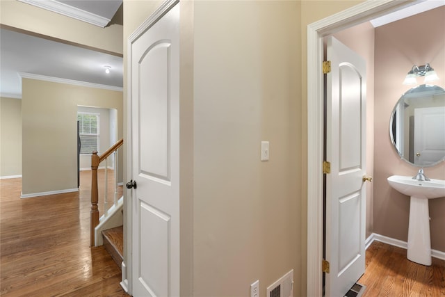 38 Woodside Knolls Dr, Middletown, NY 10940 - hall with crown molding and wood finished floors