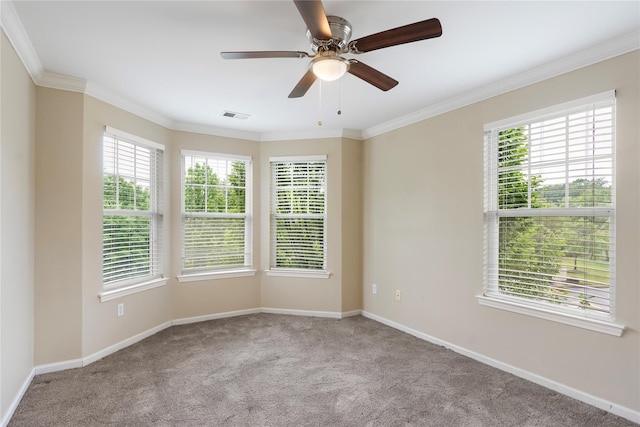 38 Woodside Knolls Dr, Middletown, NY 10940 - carpeted spare room featuring healthy amount of natural light, ornamental molding, and ceiling fan