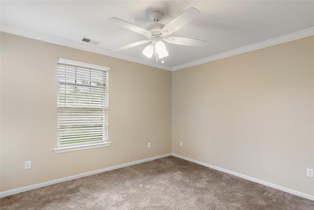 38 Woodside Knolls Dr, Middletown, NY 10940 - spare room featuring carpet, ornamental molding, and ceiling fan