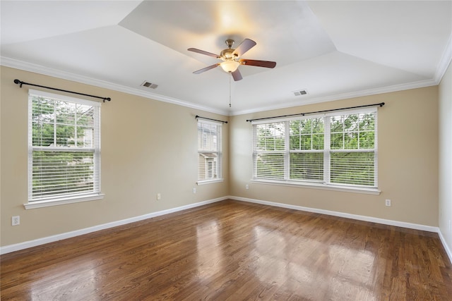 38 Woodside Knolls Dr, Middletown, NY 10940 - unfurnished room featuring plenty of natural light, ceiling fan, wood finished floors, crown molding, and lofted ceiling