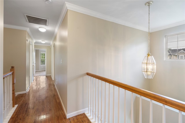 38 Woodside Knolls Dr, Middletown, NY 10940 - corridor featuring an upstairs landing, wood finished floors, and ornamental molding
