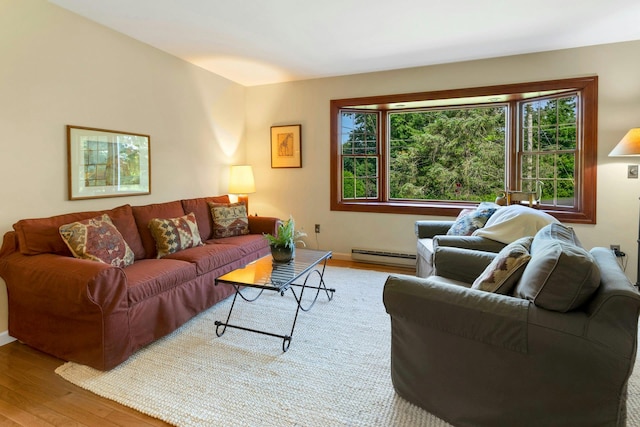 38 Sunset Dr, Brewster, NY 10509 - living room featuring wood finished floors and baseboard heating