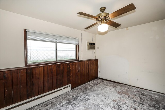 6 Pequot Ave, Port Washington, NY 11050 - unfurnished room with baseboard heating, a ceiling fan, and a wall unit AC