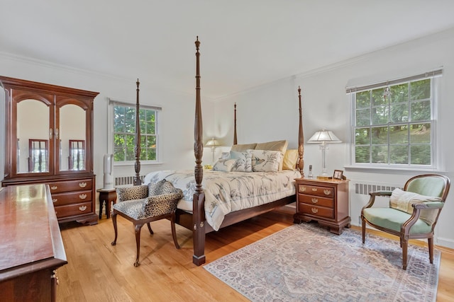 5 Ridgeview Dr, Pleasantville, NY 10570 - bedroom featuring light wood-style flooring, radiator, and ornamental molding